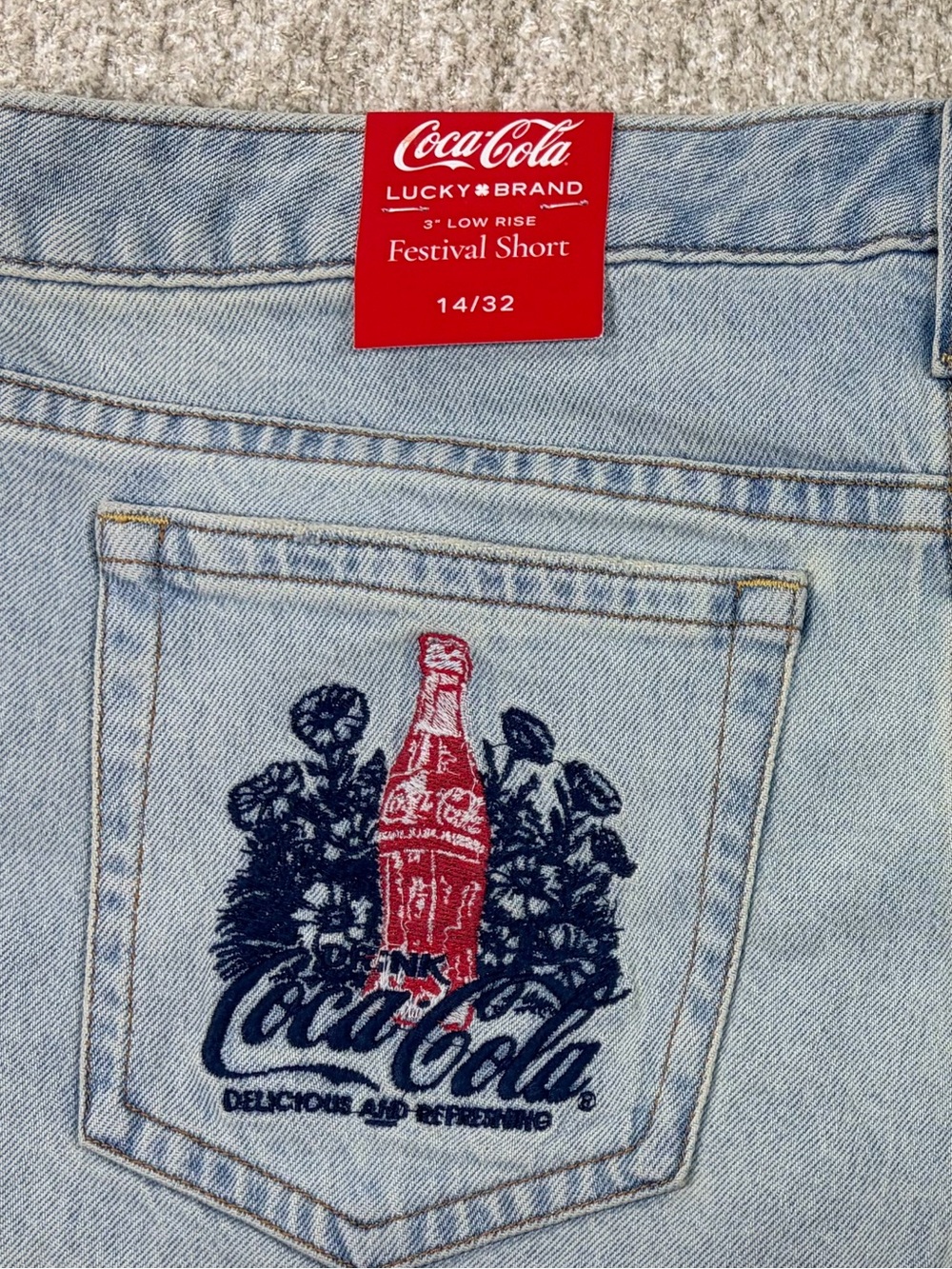 Lucky Brand Coca-Cola Denim Festival Cutoff Shorts Low Rise NWT - Picture 7 of 8